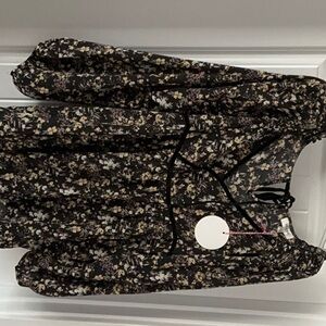 Umgee Black Floral Blouse